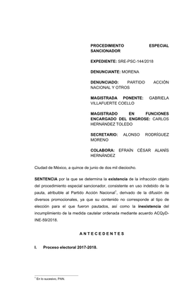 Sre-Psc-144/2018 Denunciante