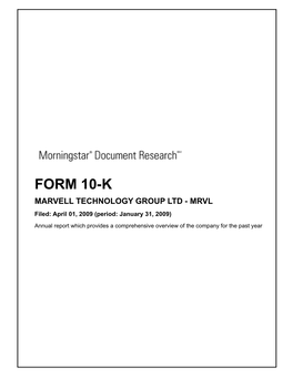 Fiscal 2009 Form 10-K