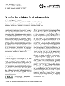 Streamflow Data Assimilation for Soil Moisture Analysis