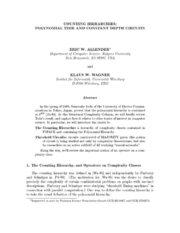 Counting Hierarchies: Polynomial Time and Constant Depth Circuits