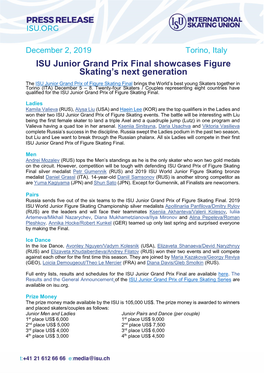 ISU Junior Grand Prix Final Showcases Figure Skating's Next