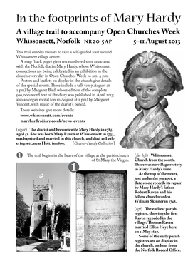 In the Footprints of Mary Hardy a Village Trail to Accompany Open Churches Week Whissonsett, Norfolk NR20 5AP 5–11 August 2013