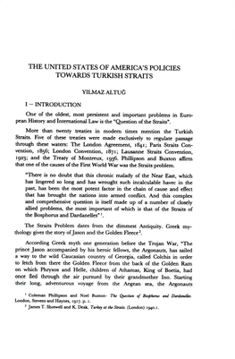 The United States of America's Policies Towards Turkish Straits