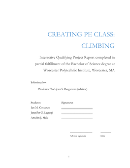Creating Pe Class: Climbing