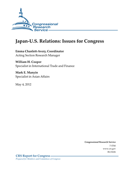 Japan-US Relations: Issues for Congress