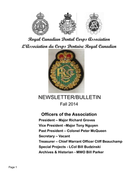 NEWSLETTER/BULLETIN Fall 2014