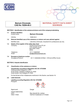 Barium Chromate CAS No 10294-40-3