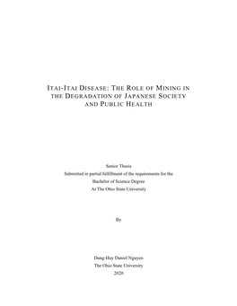 Itai-Itai Disease: the Role of Mining in the Degradation of Japanese Society and Public Health