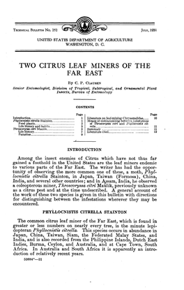 Two Citrus Leaf Miners of the Far East