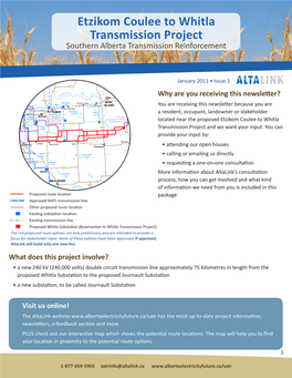 Etzikom Coulee to Whitla Transmission Project Southern Alberta Transmission Reinforcement