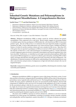 Inherited Genetic Mutations and Polymorphisms in Malignant Mesothelioma: a Comprehensive Review