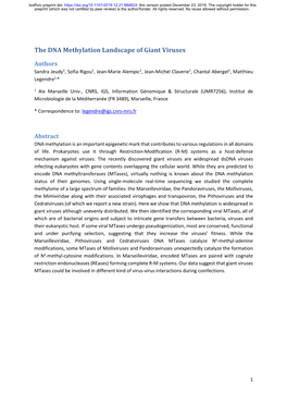 The DNA Methylation Landscape of Giant Viruses