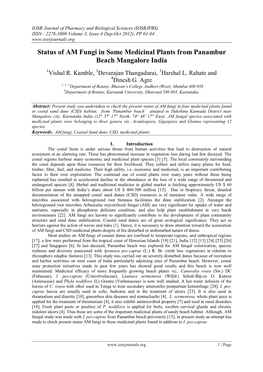 Status of AM Fungi in Some Medicinal Plants from Panambur Beach Mangalore India