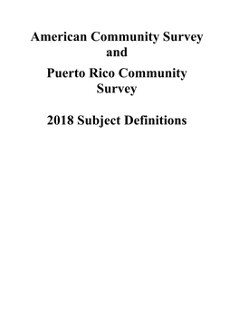 American Community Survey 2018 Subject Definitions