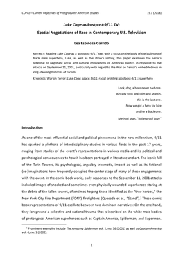 Luke Cage As Postpost-9/11 TV: Spatial Negotiations of Race in Contemporary U.S