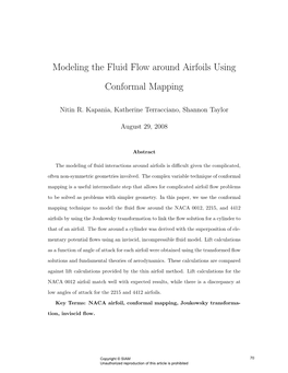 Modeling the Fluid Flow Around Airfoils Using Conformal Mapping