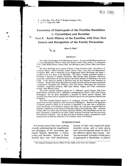 BEU (19$) Taxonomy of Gastropods of the Families Ranellidae (= Gymatiidae) and Bursidae Part 5. Early History of the Families, W