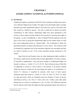 Chapter 3 Legislations: National & International