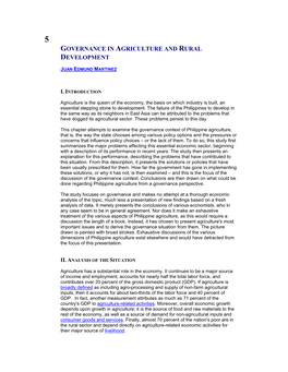 5 – Governance in Agriculture and Rural Development