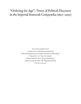 “Ordering the Age”: Terms of Political Discourse in the Imperial Statecraft Compendia (1827–1903)