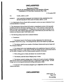 Page 1 of UNCLASSIFIED