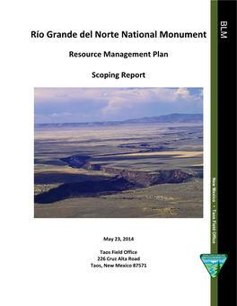 Rio Grande Del Norte National Monument RMP Scoping Report