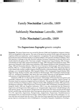 Family Noctuidae Latreille, 1809 Subfamily Noctuinae Latreille, 1809