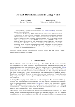 Robust Statistical Methods Using WRS2