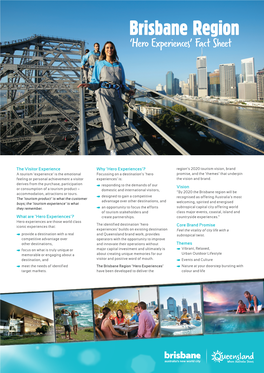 Brisbane Region ‘Hero Experiences’ Fact Sheet