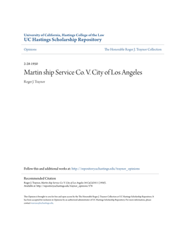 Martin Ship Service Co. V. City of Los Angeles Roger J