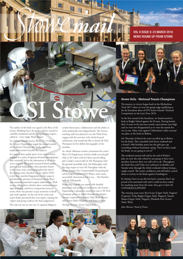 Mail VOL 9 ISSUE 8: 23 MARCH 2018 NEWS ROUND up from STOWE CSI Stowe Stowe Girls
