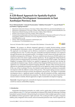 A GIS-Based Approach for Spatially-Explicit Sustainable Development Assessments in East Azerbaijan Province, Iran