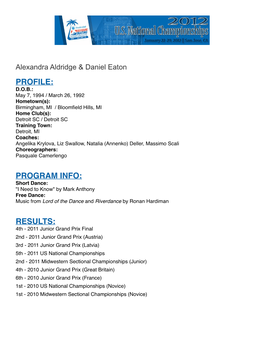 2012 US National Championships Junior Profiles