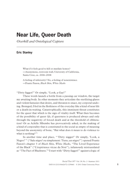 Near Life, Queer Death Overkill and Ontological Capture