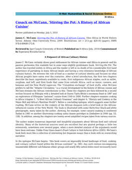 Cusack on Mccann, 'Stirring the Pot: a History of African Cuisine'