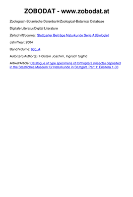 Stuttgarter Beiträge Zur Naturkunde Serie a (Biologie)