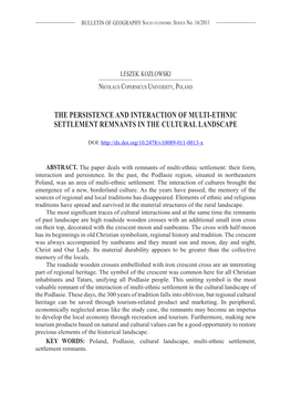 The Persistence and Interaction of Multi-Ethnic Settlement Remnants in the Cultural Landscape