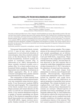 BLACK POWELLITE from MOLYBDENUM-URANIUM DEPOSIT Galina A