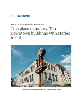 This Place in History: Ten Downtown Buildings with Stories to Tell