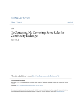 No Squeezing, No Cornering: Some Rules for Commodity Exchanges Ralph T