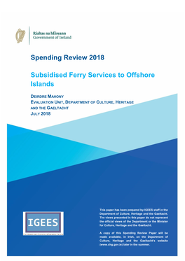 Spending Review 2018 Subsidised Ferry Services to Offshore Islands