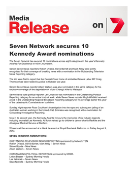 Seven Network Secures 10 Kennedy Award Nominations