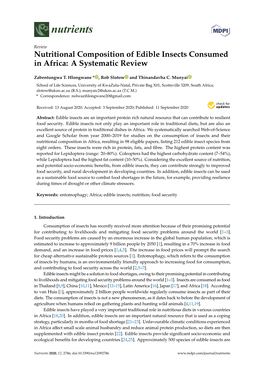 Nutritional Composition of Edible Insects Consumed in Africa: a Systematic Review