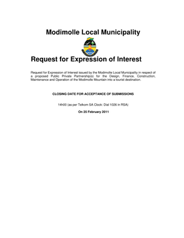 Modimolle Local Municipality Request for Expression of Interest