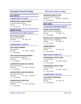 Extended Network Listing PR Leased Facility & Ancillary