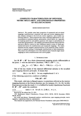 Complete Characterization of Openness, Metric