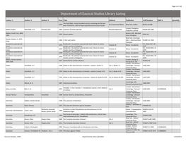 Department of Classical Studies Library Listing