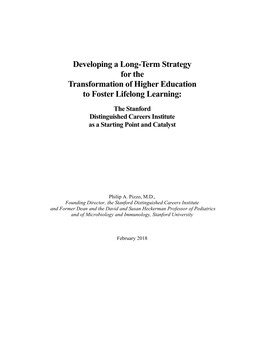 Developing a Long-Term Strategy for the Transformation of Higher Education to Foster Lifelong Learning