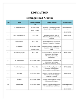 Physical Education Distinguished Alumni