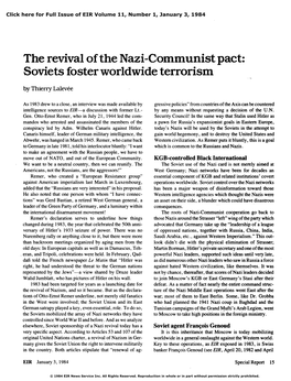 The Revival of the Nazi-Communist Pact: Soviets Foster Worldwide